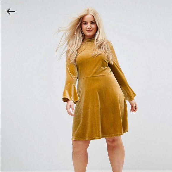 ASOS Curve Dresses & Skirts - BNWOT Gold Velvet Dress